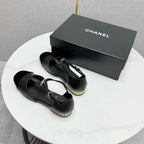 CC MARY JANE 25S IN BLACK LAMBSKIN AND SUEDE WITH PEARL HEEL
