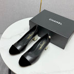 CC HIGH HEEL 25S IN BLACK LAMBSKIN AND SUEDE WITH PEARL HEEL STYLE 5