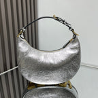 FENDIGRAPHY MEDIUM 29 IN SILVER METALLIC SMOOTH LAMBSKIN GOLD HARDWARE