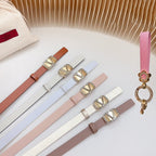Gold Vlogo and Silver Hardware Buckle Gold White Calfskin 20mm