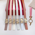 Gold Vlogo and Silver Hardware Buckle Brown Black Calfskin 20mm