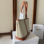 TRIOMPHE CANVAS 26.5 IN PRINTED CALFSKIN BROWN WHITE