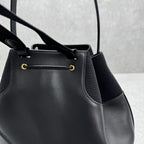 The Row 2025 Spring Backpack 38cm Black Leather Fabric