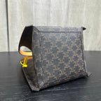 Celine Small Cube Bag Light Brown Triomphe Canvas Calfskin