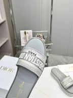 CD DWAY PLATFORM SLIDE IN GRAY AND WHITE COTTON STRIPED SOLE