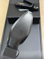 CC SLINGBACK 25S IN BLACK SUEDE AND GLOSSY LEATHER WITH LOGO