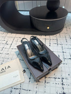 ALAIA SLINGBACKS 5 CM IN BLACK CALFSKIN WITH MESH