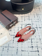 ALAIA FLAT SLINGBACK IN CHERRY RED PATENT CALFSKIN AND FILM