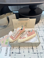 THICK-SOLED V-STAR IN PINK SUEDE WITH CREAM CALFSKIN STAR