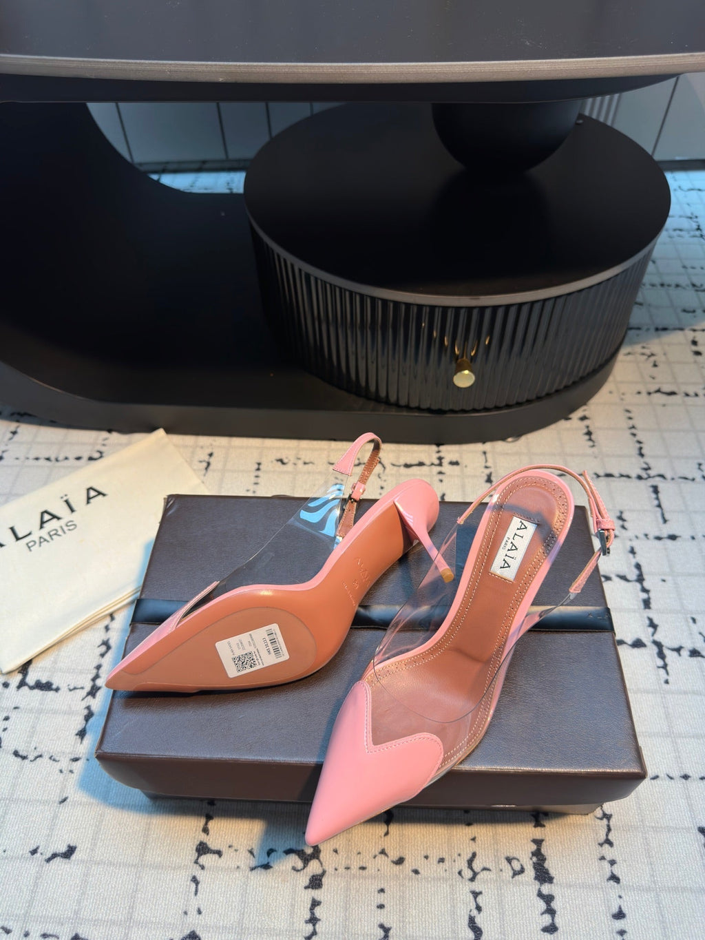 ALAIA HIGH SLINGBACK 25S 90 MM IN PINK CALFSKIN