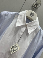 Loewe 25 Striped Long Loose Shirt Blue White Cotton