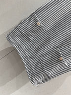 CC 25 Striped Suspender Skirt Gray White Cotton