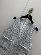 CC 25 Tweed Dress Gray Blue Woven Fabric