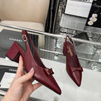 CHANEL 25S SANDALS WITH A BOW 60MM IN ROSSO ANCORA CALFSKIN