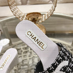 WEDGE PLATFORM IN BLACK FABRIC WITH WHITE LOGO