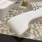 WEDGE PLATFORM IN BLACK MIX WHITE FABRIC WITH LOGO