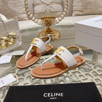LYMPIA TRIOMPHE THONG IN CALFSKIN WHITE