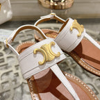 LYMPIA TRIOMPHE THONG IN CALFSKIN WHITE