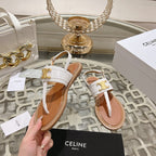 LYMPIA TRIOMPHE THONG IN CALFSKIN WHITE