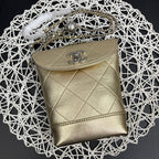 CC Phone Holder Bag 17cm Golden Metalic Leather