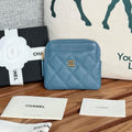 CC Zip Card Holder Wallet Blue Gold Metal Caviar 240611