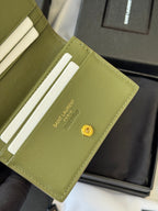 YSL Wallet Green Gold Cowhide 240588