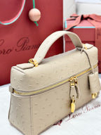 LP Extra Pouch L23 Apricot Ostrich Pattern Leather