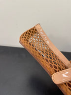 ALAIA BALLET FLATS IN COPPER BROWN MESH FISHNET