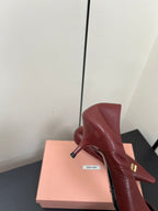 POINTED-TOE MID HEEL PUMPS IN TERRACOTTA SMOOTH LAMBSKIN