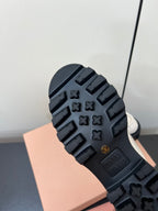 LACE-UP LOAFERS WITH THICK SOLE IN WHITE SHINY SHEEPSKIN