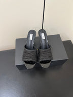 ALAIA HIGH HEEL 25S 70 MM IN BLACK LAMBSKIN WITH WOVEN PATTERN