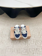 SNEAKER MULES IN NAVY MESH AND BEIGE SUEDE
