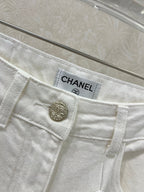 CHANEL PLAIN WHITE DENIM PANTS 275041