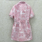 DIOR STAND-COLLAR HALF-ZIP PRINTED DRESS 275175