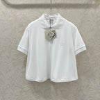 LOEWE OVERSIZED CROPPED POLO SHIRT WITH EMBROIDERED LOGO IN WHITE