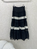 DIOR BLACK RUFFLED SKIRT WITH PEARL EMBELLISHMENTS