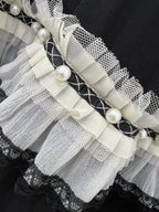 DIOR BLACK RUFFLED SKIRT WITH PEARL EMBELLISHMENTS