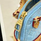 LV Alma Bag Charm Blue mix Beige Cowhide Canvas