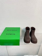 FIREMAN BOOTS IN CHOCOLATE BROWN RUBBER WITH ICONIC INTRECCIO MOTIF
