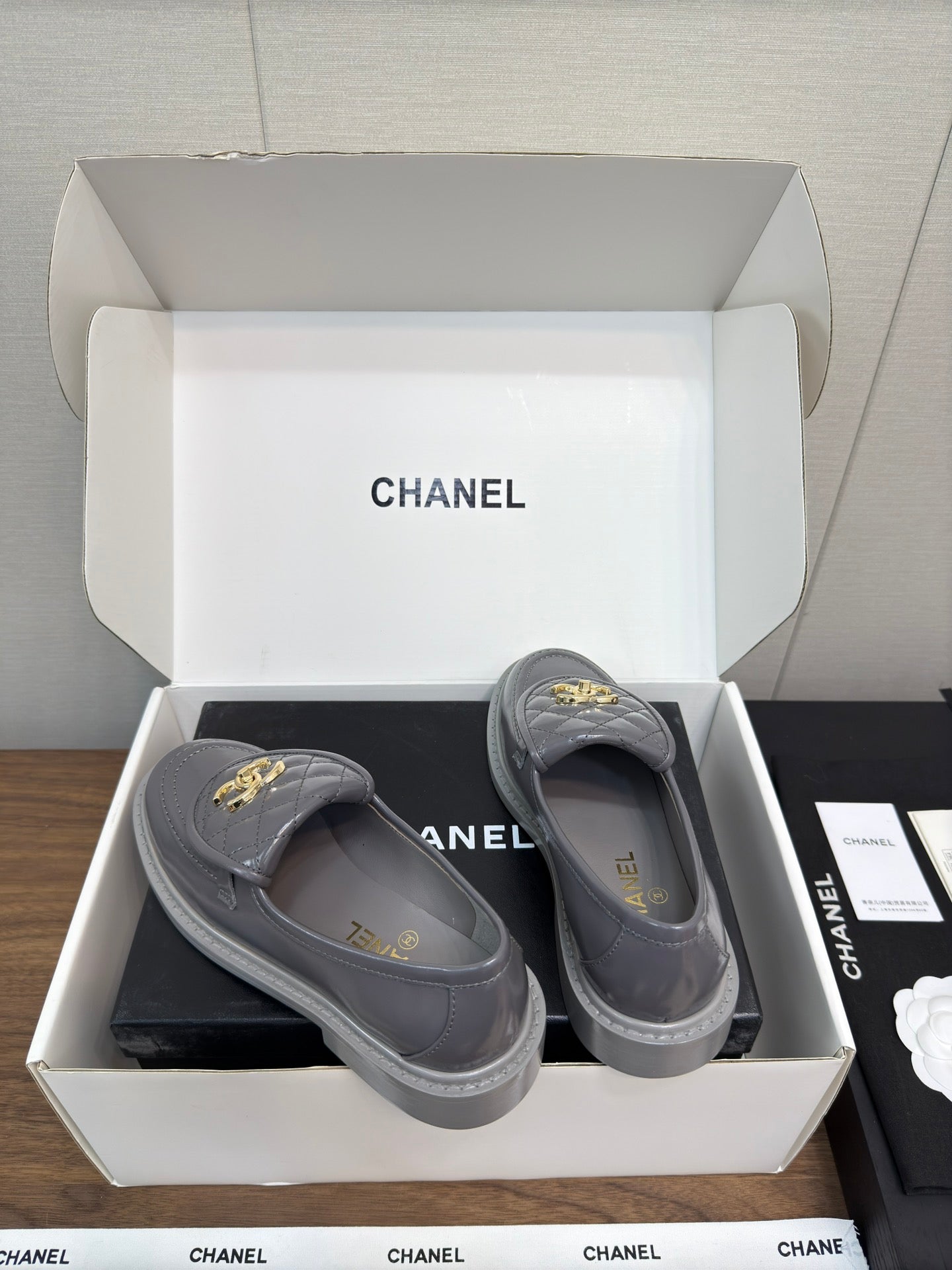 MOCCASIN 2.5 CM IN MO GRAY PREMIUM LAMBSKIN