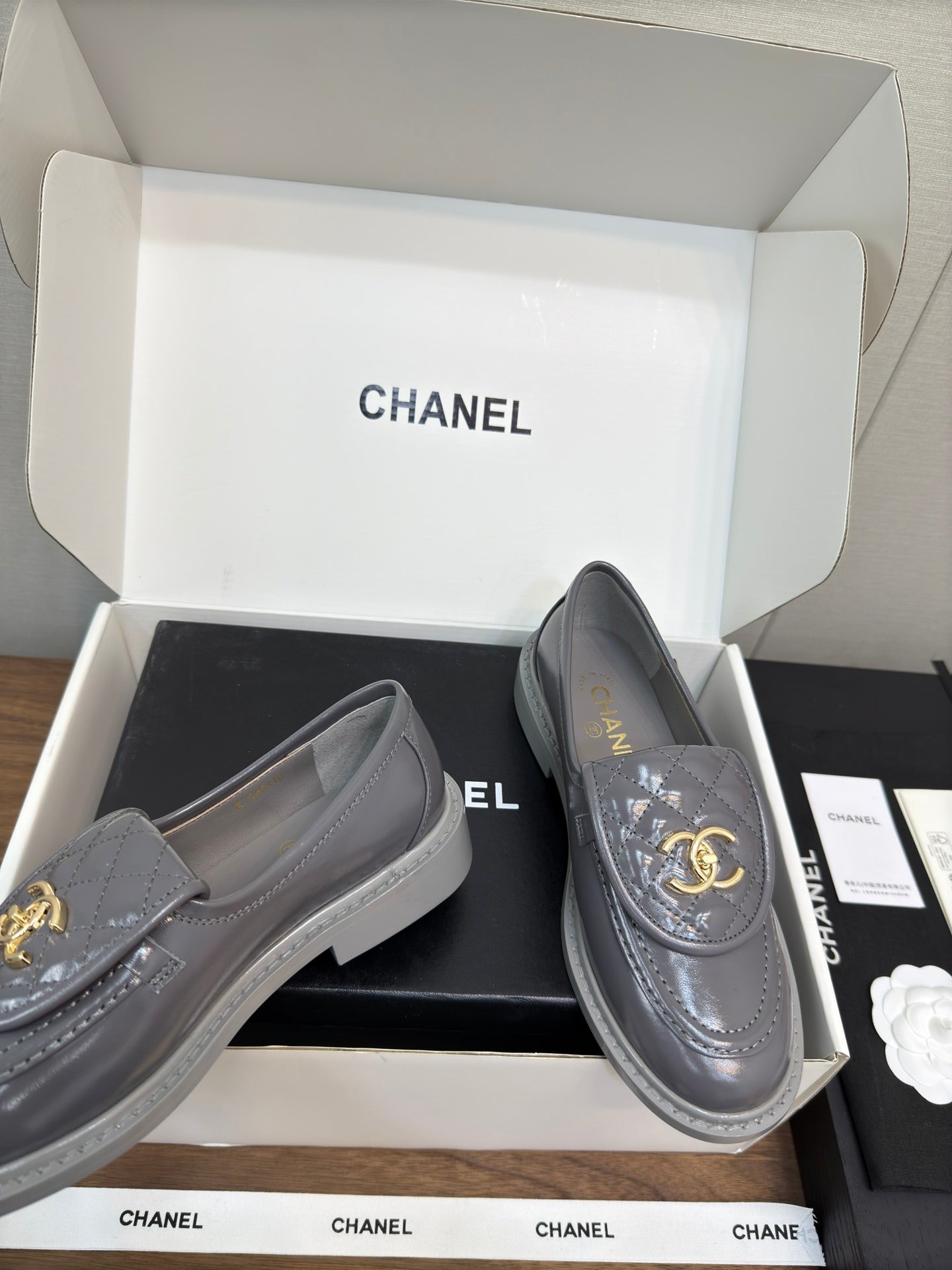 MOCCASIN 2.5 CM IN MO GRAY PREMIUM LAMBSKIN