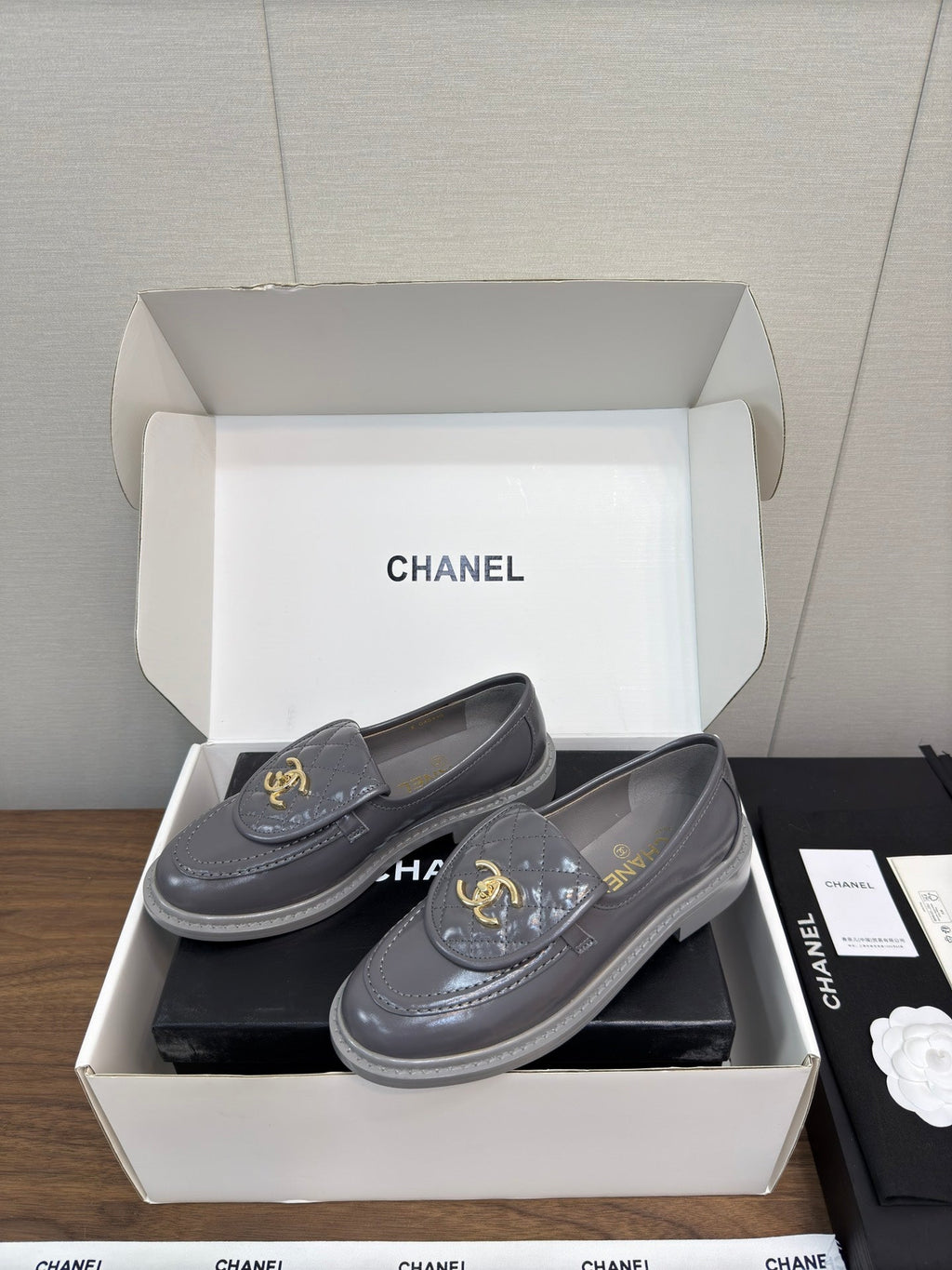 MOCCASIN 2.5 CM IN MO GRAY PREMIUM LAMBSKIN
