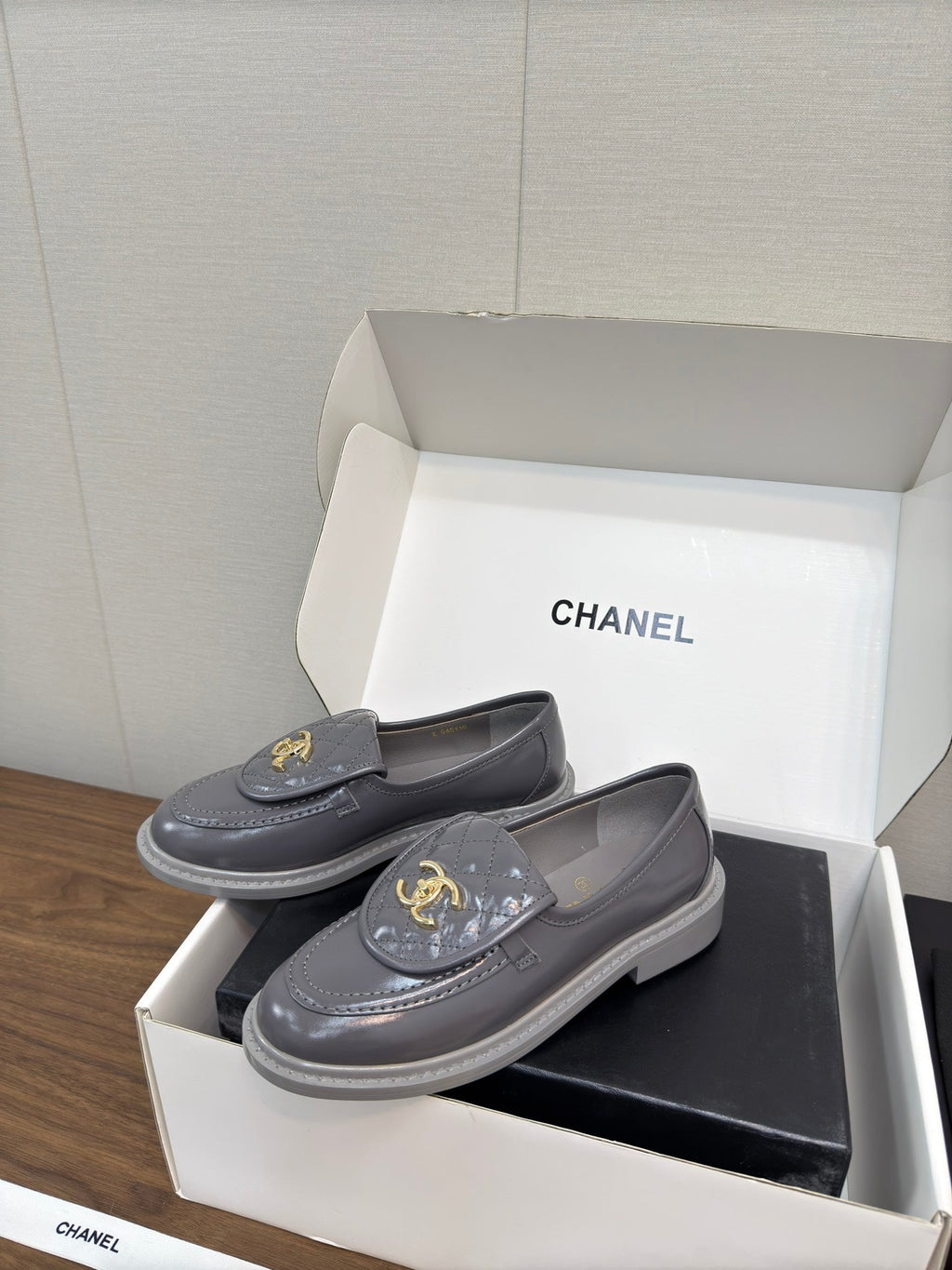 MOCCASIN 2.5 CM IN MO GRAY PREMIUM LAMBSKIN