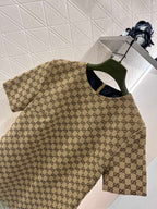GG Beige Monogram Crystal Embellished Mini Dress