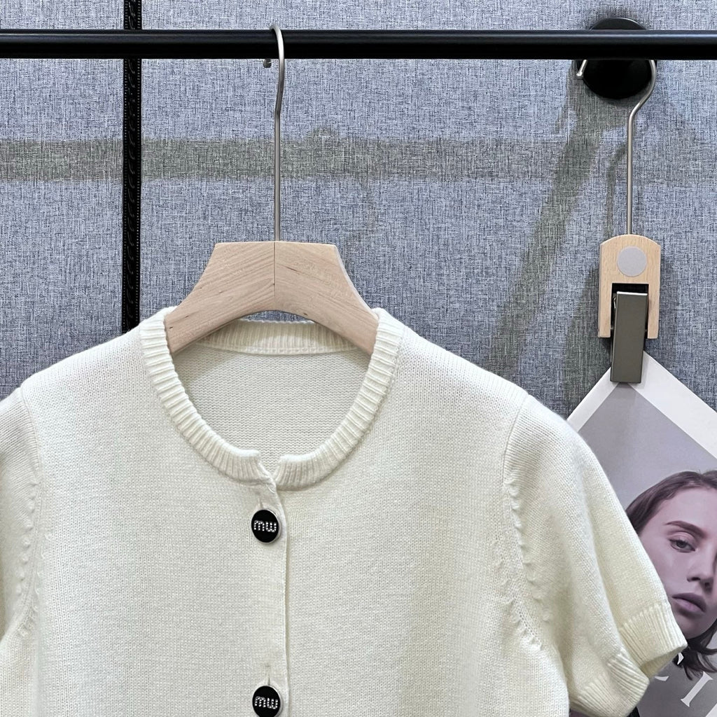 MIUMIU SHORT-SLEEVE KNIT TOP STYLE 257