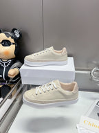 CHLOÉ TELMA LACE-UP SNEAKER IN CREAM BEIGE LAMBSKIN AND RAFFIA