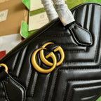 gg marmont medium top handle 35cm black calfskin gold hardware