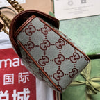 gg marmont 26cm chocolate blue monogram canvas gold hardware