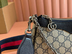 OPHIDIA SHOULDER BAG 25 IN GREY EBONY CANVAS AND BLACK LAMBSKIN SILVER HARDWARE