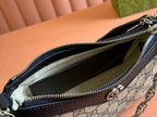 OPHIDIA SHOULDER BAG 25 IN GREY EBONY CANVAS AND BLACK LAMBSKIN SILVER HARDWARE